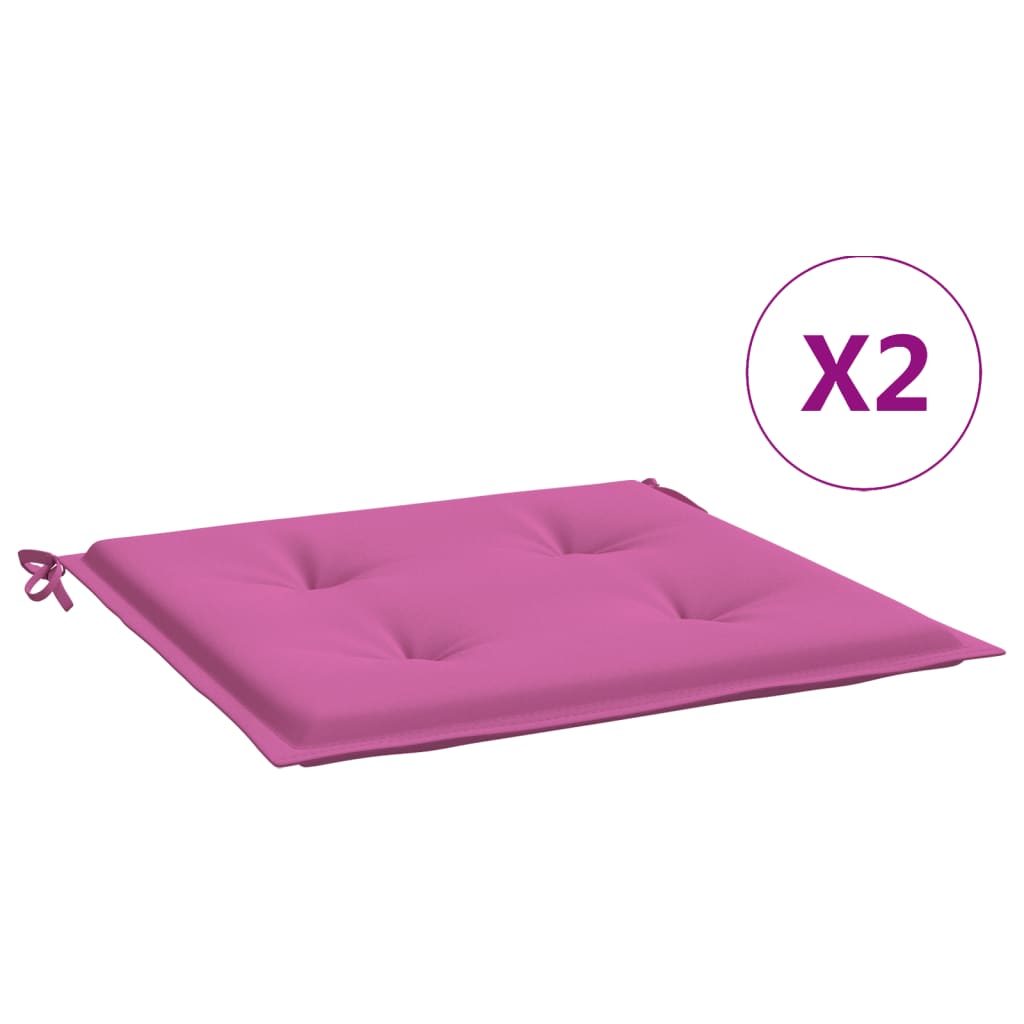 vidaXL Cojines para silla de jardín 2 uds tela rosa 50x50x3 cm