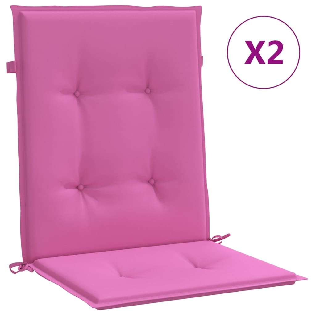 vidaXL Cojines para silla con respaldo bajo 2 uds tela rosa