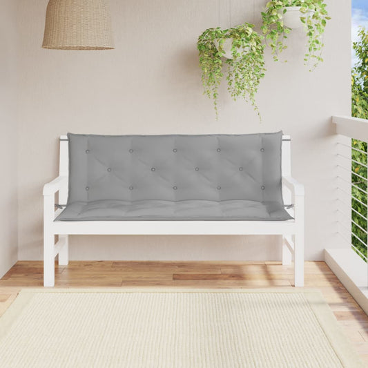 vidaXL Cojines de banco de jardín 2 uds tela Oxford gris 150x50x7 cm