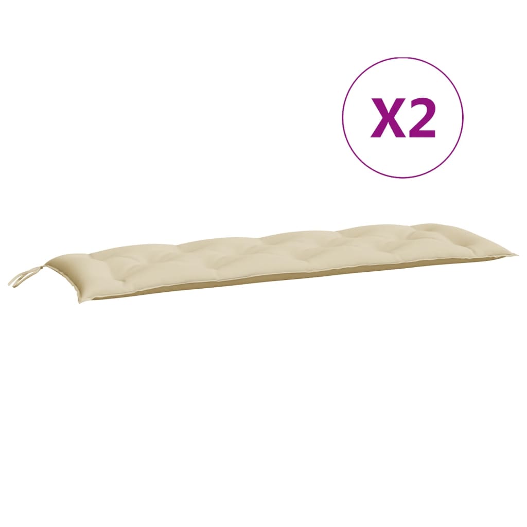 vidaXL Cojines de banco de jardín 2 uds tela Oxford beige 150x50x7 cm