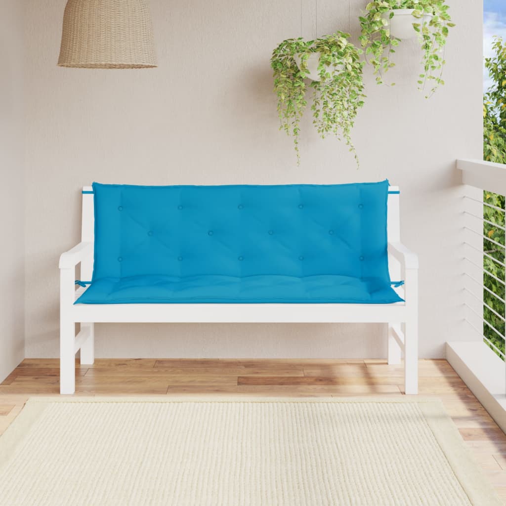 vidaXL Cojines de banco de jardín 2 uds azul claro 150x50x7 cm