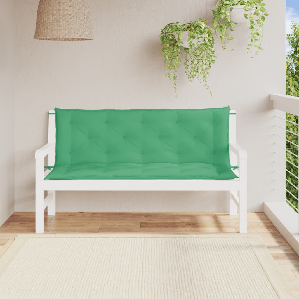 vidaXL Cojines de banco de jardín 2 uds tela Oxford verde 150x50x7 cm