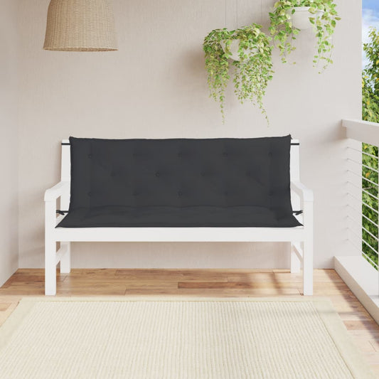 vidaXL Cojines de banco de jardín 2 uds tela Oxford negro 150x50x7 cm