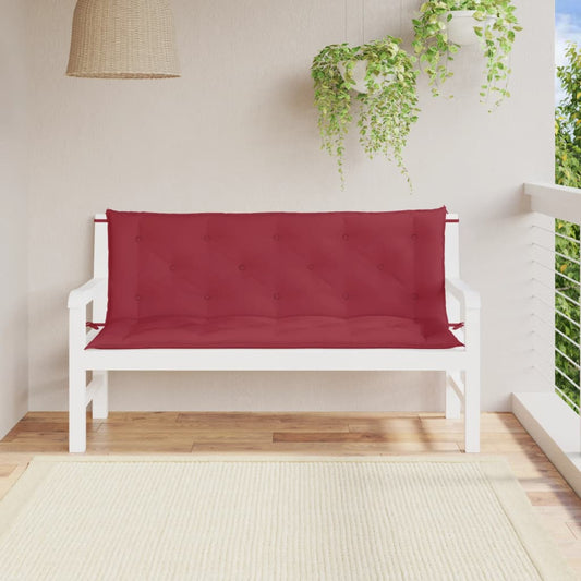 vidaXL Cojines de banco de jardín 2 uds rojo tinto 150x50x7 cm