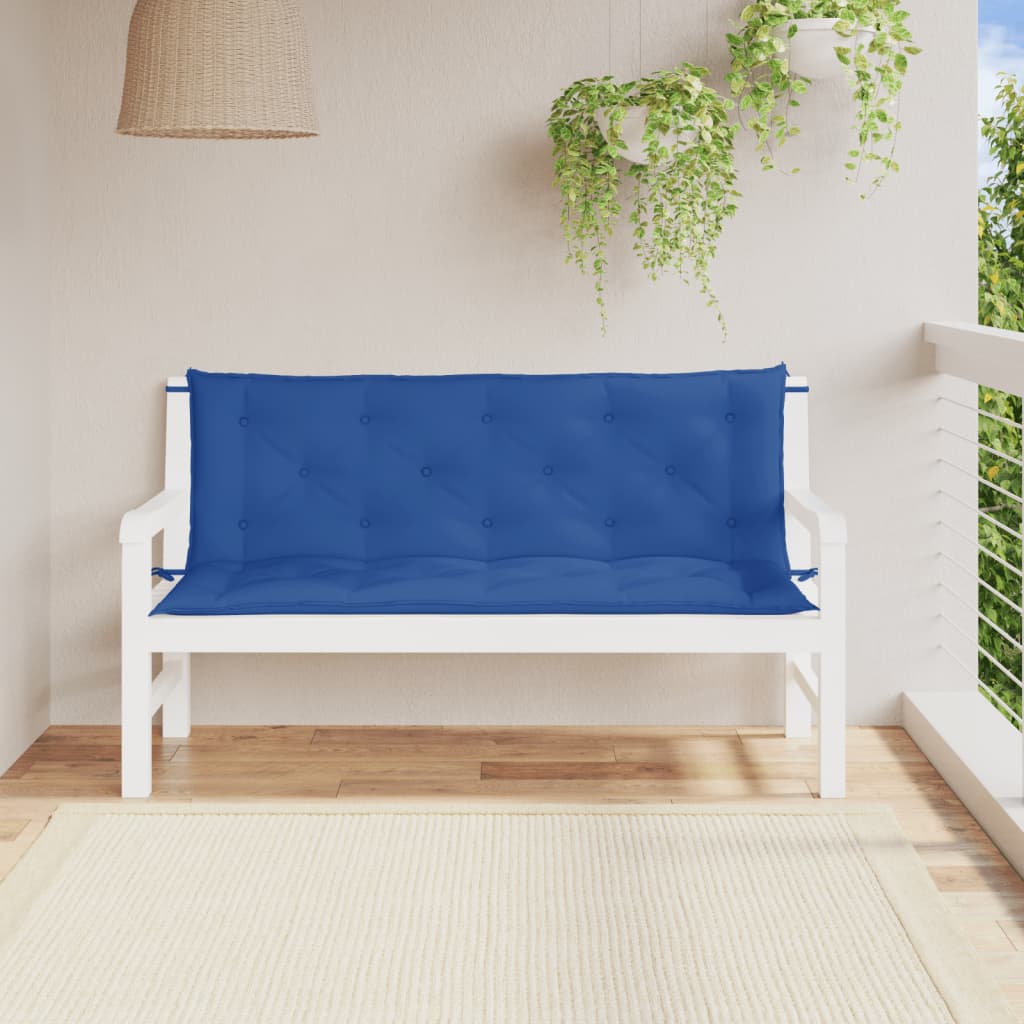 vidaXL Cojines de banco de jardín 2 uds tela Oxford azul 150x50x7 cm