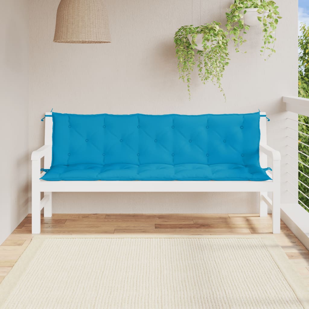 vidaXL Cojines de banco de jardín 2 uds azul claro 180x50x7 cm