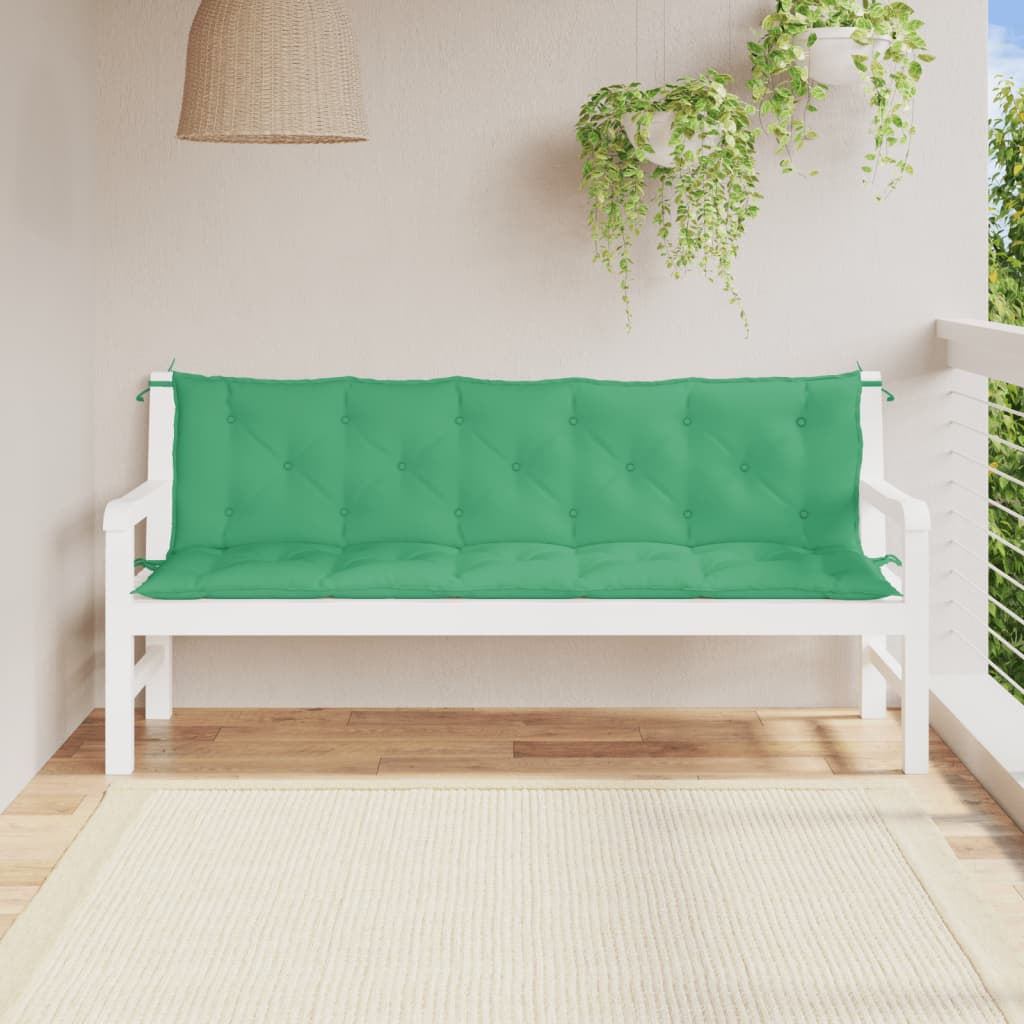 vidaXL Cojines de banco de jardín 2 uds tela Oxford verde 180x50x7 cm