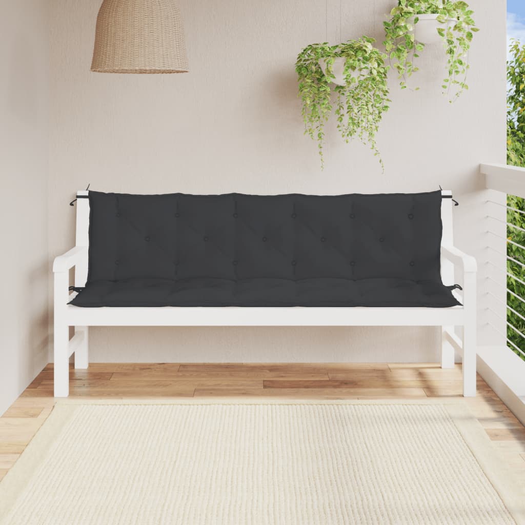 vidaXL Cojines de banco de jardín 2 uds tela Oxford negro 180x50x7 cm