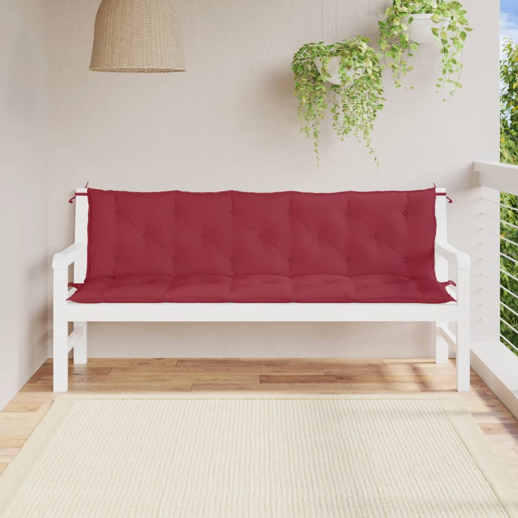 vidaXL Cojines de banco de jardín 2 uds rojo tinto 180x50x7 cm