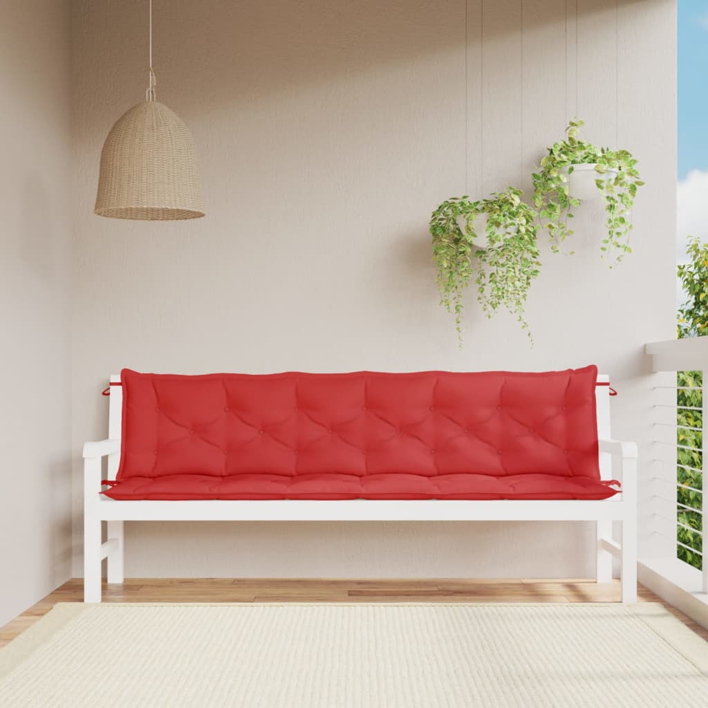 vidaXL Cojines de banco de jardín 2 uds tela Oxford rojo 200x50x7 cm