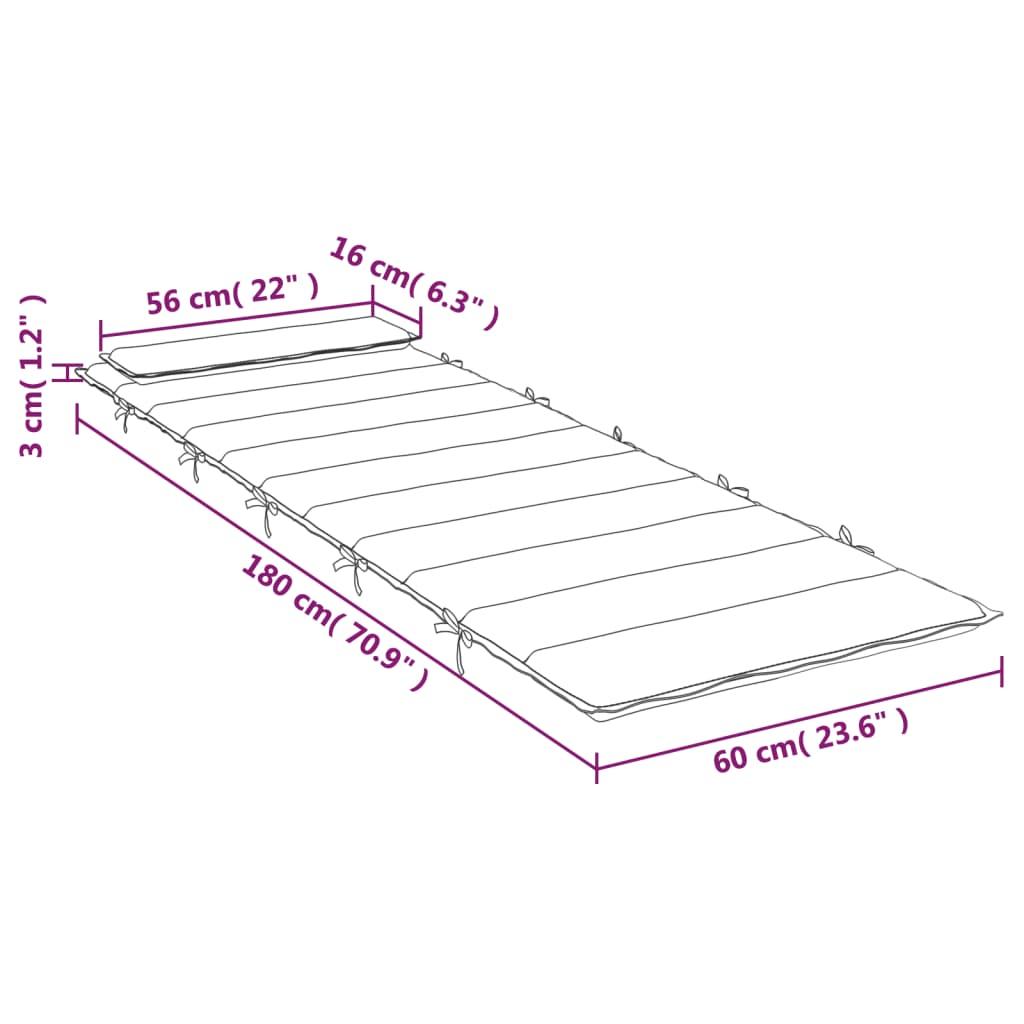 vidaXL Cojín de tumbona de tela Oxford gris antracita 180x60x3 cm