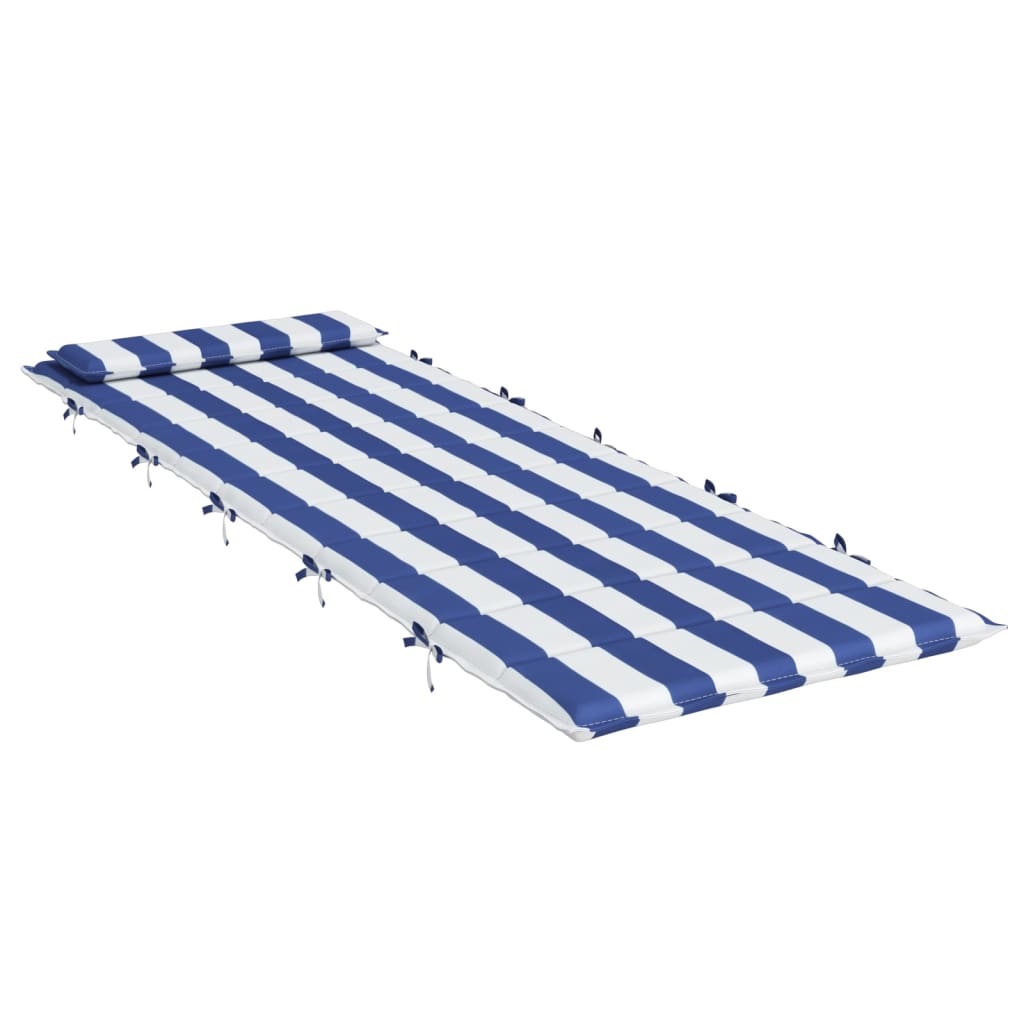 vidaXL Cojín de tumbona tela Oxford a rayas azul y blanco 180x60x3 cm