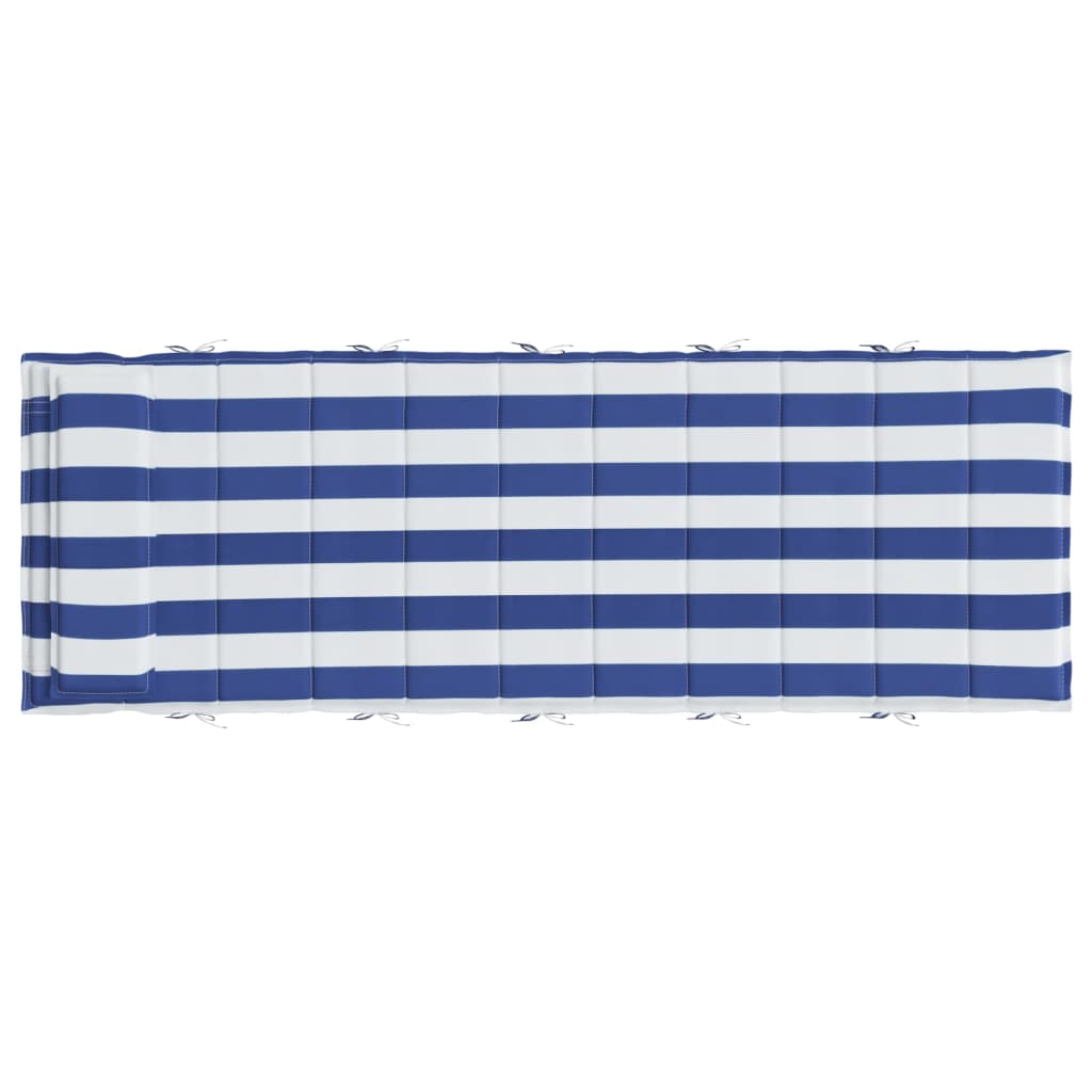 vidaXL Cojín de tumbona tela Oxford a rayas azul y blanco 180x60x3 cm