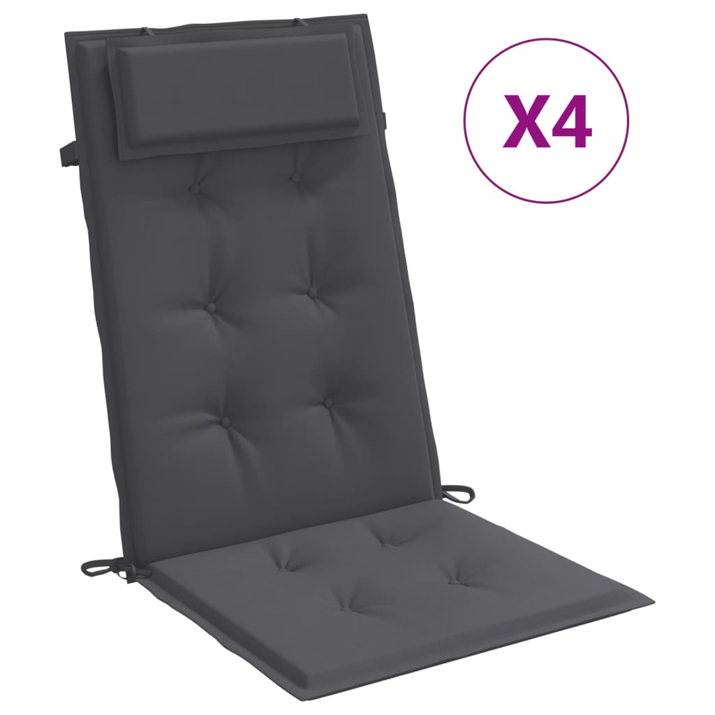 vidaXL Cojines de silla respaldo alto 4 uds tela Oxford gris antracita