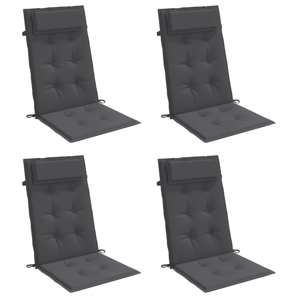 vidaXL Cojines de silla respaldo alto 4 uds tela Oxford gris antracita