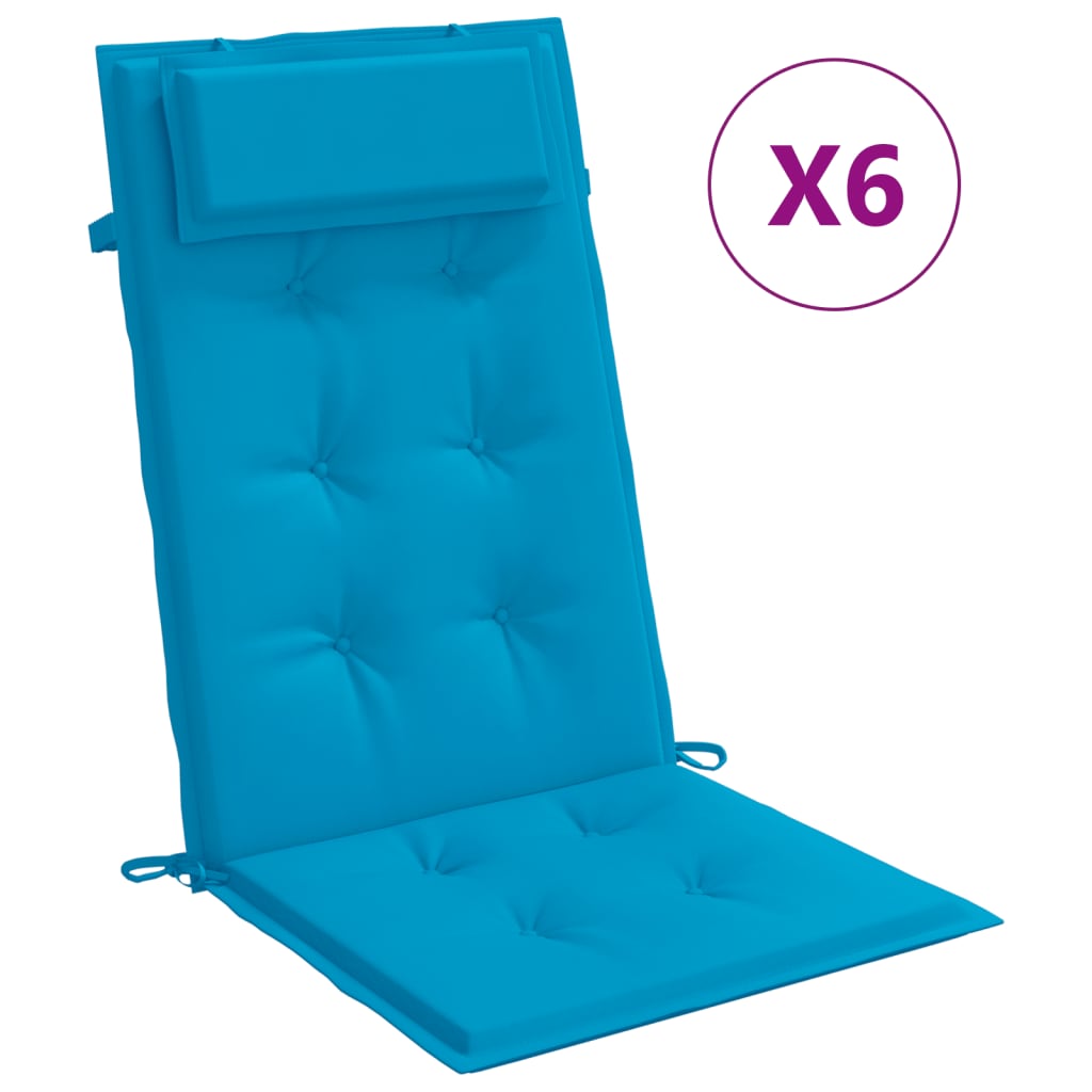 vidaXL Cojines de silla con respaldo alto 6 uds tela Oxford azul claro