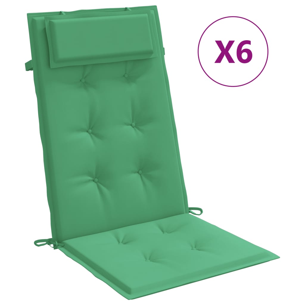 vidaXL Cojines de silla con respaldo alto 6 uds tela Oxford verde