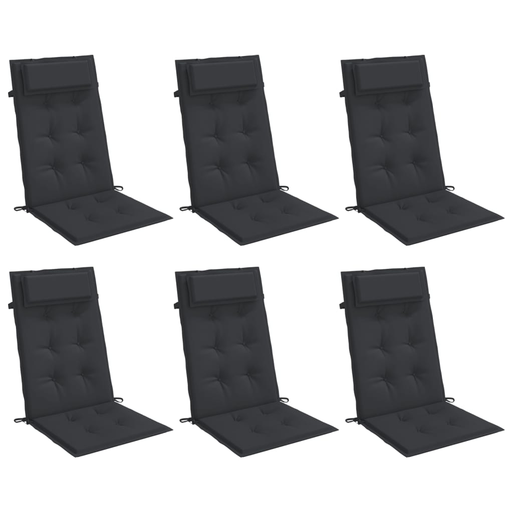 vidaXL Cojines de silla con respaldo alto 6 uds tela Oxford negro