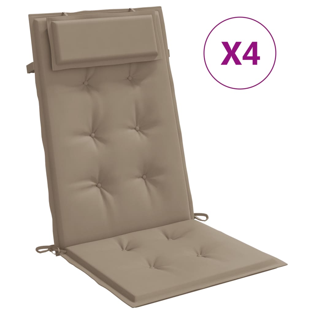 vidaXL Cojines de silla con respaldo alto 4 uds tela Oxford gris taupe