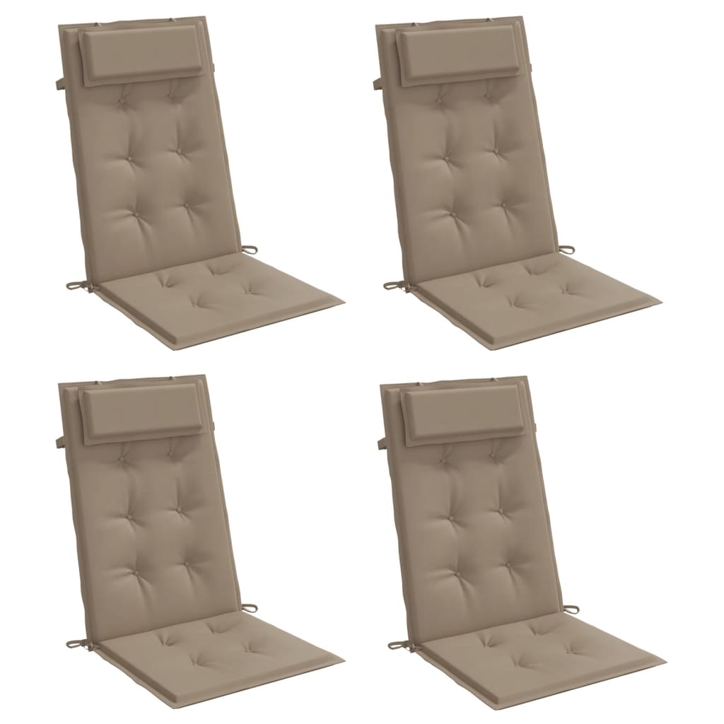 vidaXL Cojines de silla con respaldo alto 4 uds tela Oxford gris taupe