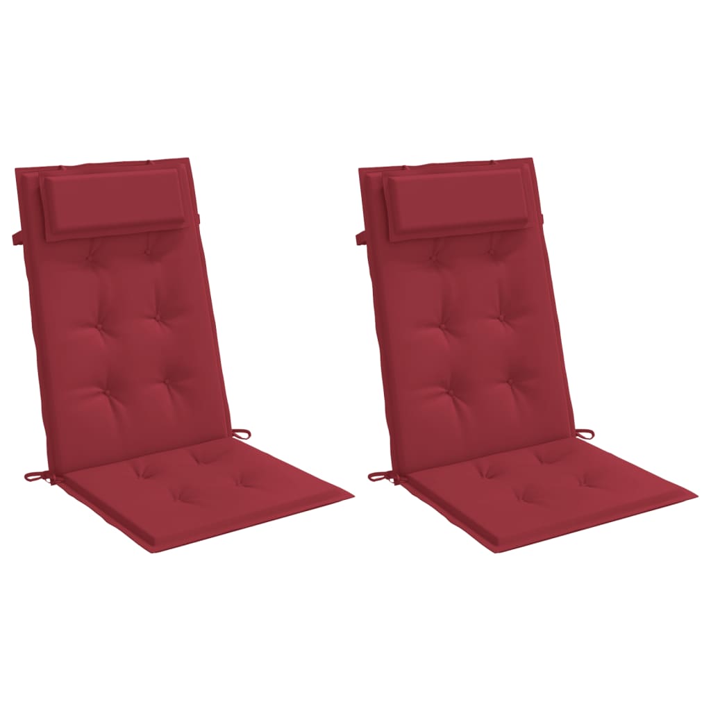 vidaXL Cojines de silla con respaldo alto 2 uds tela Oxford rojo tinto