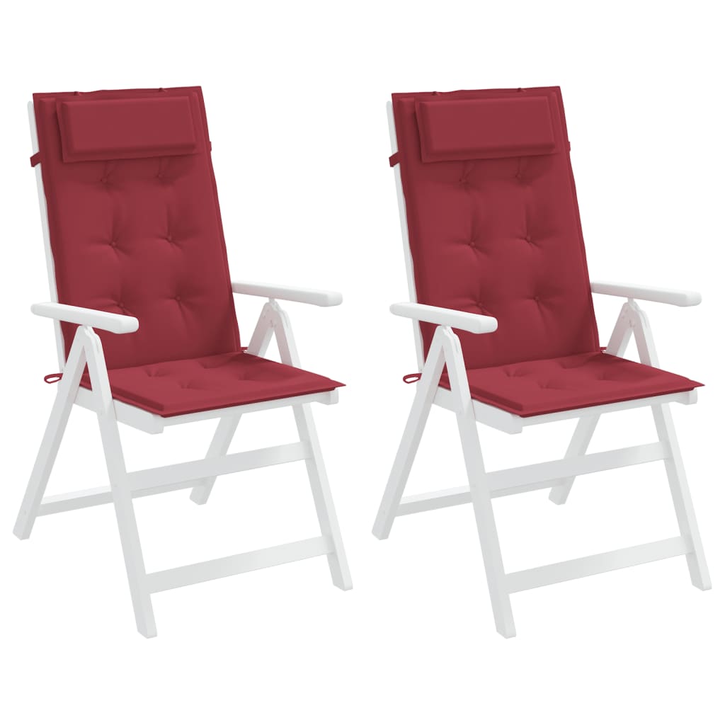 vidaXL Cojines de silla con respaldo alto 2 uds tela Oxford rojo tinto