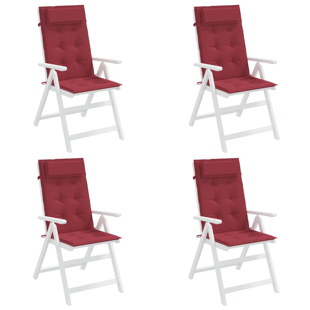 vidaXL Cojines de silla con respaldo alto 4 uds tela Oxford rojo tinto