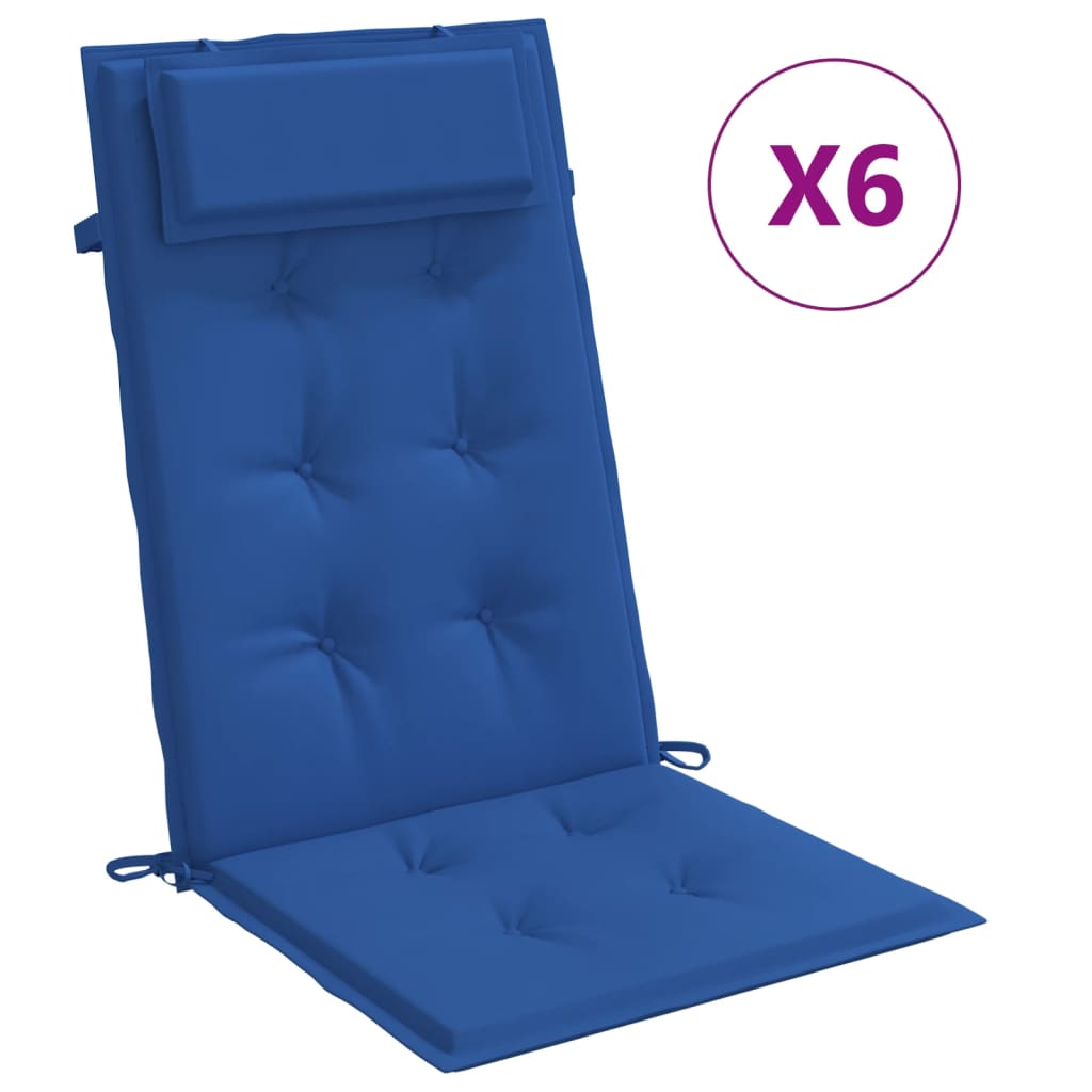 vidaXL Cojines de silla con respaldo alto 6 uds tela Oxford azul klein