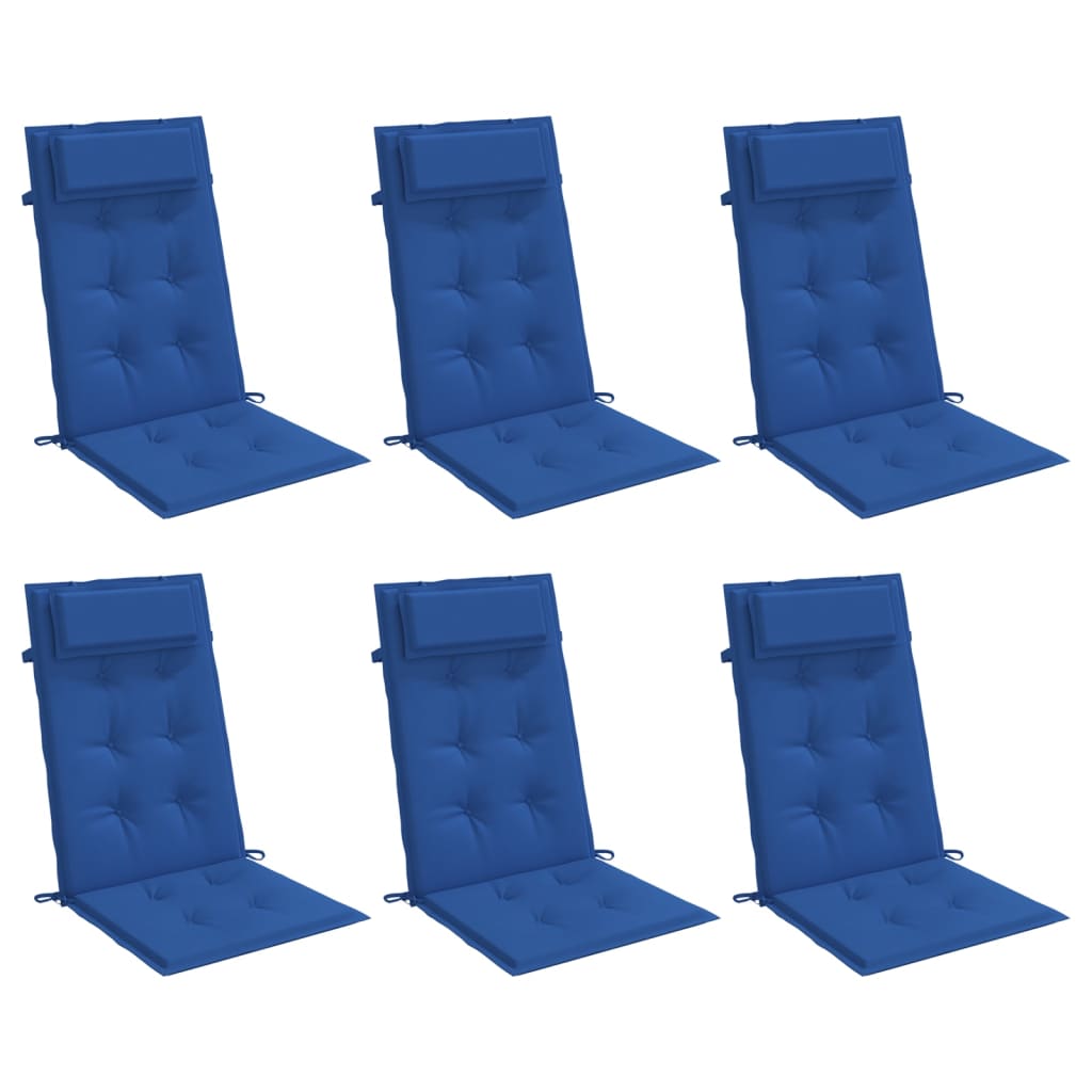 vidaXL Cojines de silla con respaldo alto 6 uds tela Oxford azul klein