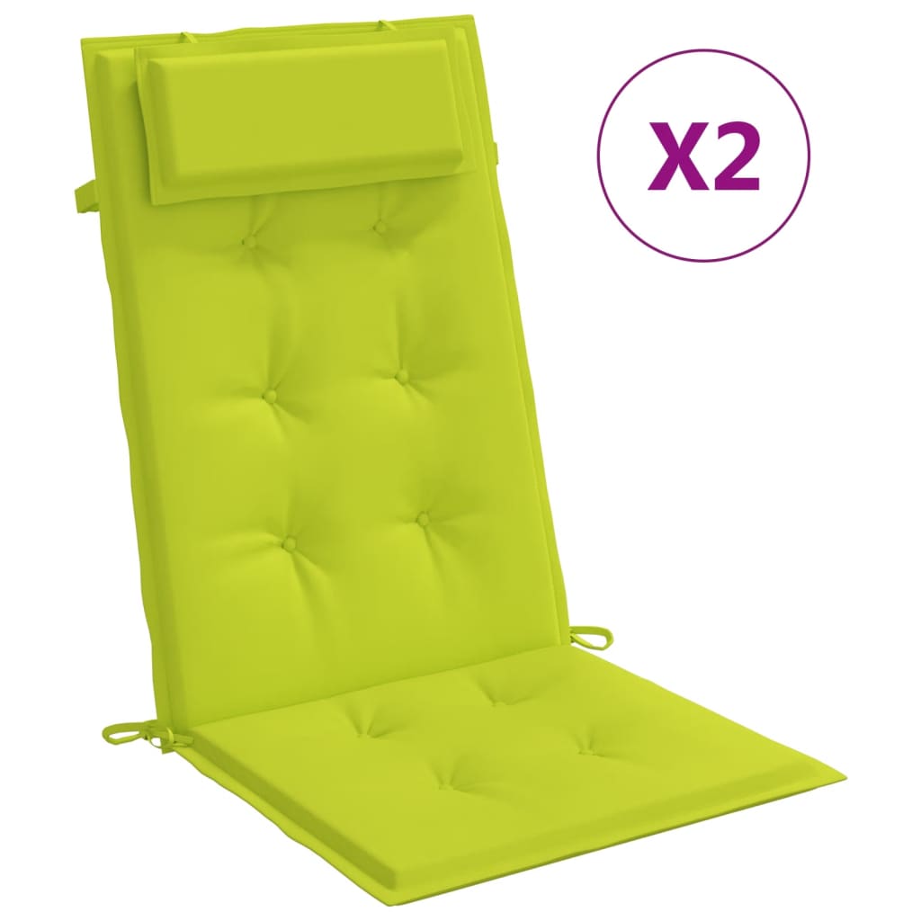 vidaXL Cojines de silla respaldo alto 2 uds tela Oxford verde brillo