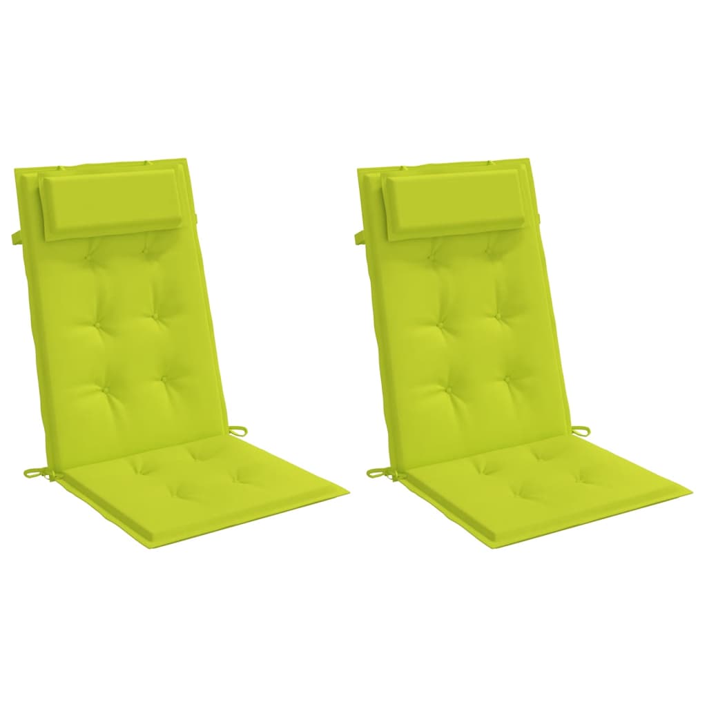 vidaXL Cojines de silla respaldo alto 2 uds tela Oxford verde brillo