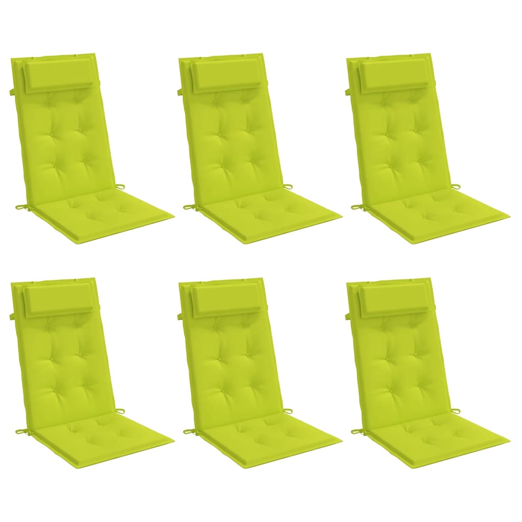 vidaXL Cojines de silla respaldo alto 6 uds tela Oxford verde brillo