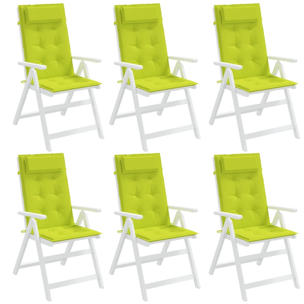 vidaXL Cojines de silla respaldo alto 6 uds tela Oxford verde brillo