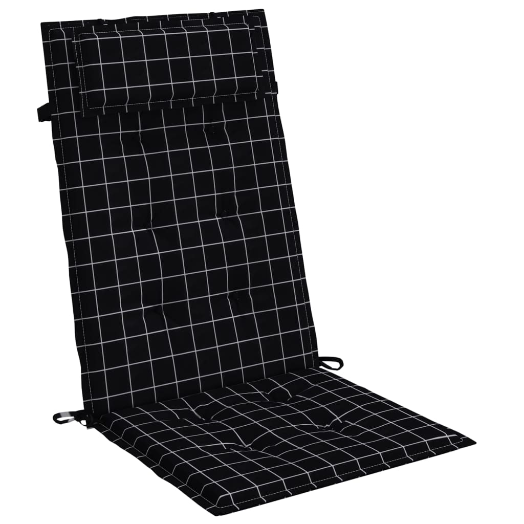 vidaXL Cojines silla respaldo alto 6 uds tela Oxford a cuadros negro