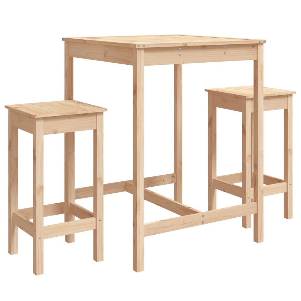 vidaXL Set de mesa y taburetes altos 3 piezas madera maciza de pino