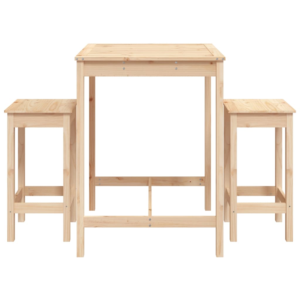 vidaXL Set de mesa y taburetes altos 3 piezas madera maciza de pino