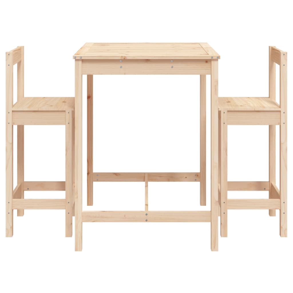 vidaXL Set de mesa y taburetes altos 3 piezas madera maciza de pino