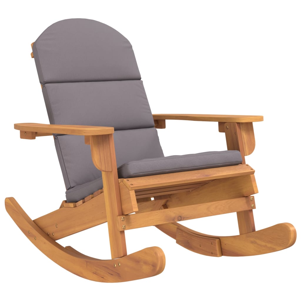 vidaXL Silla mecedora Adirondack con cojines madera maciza acacia