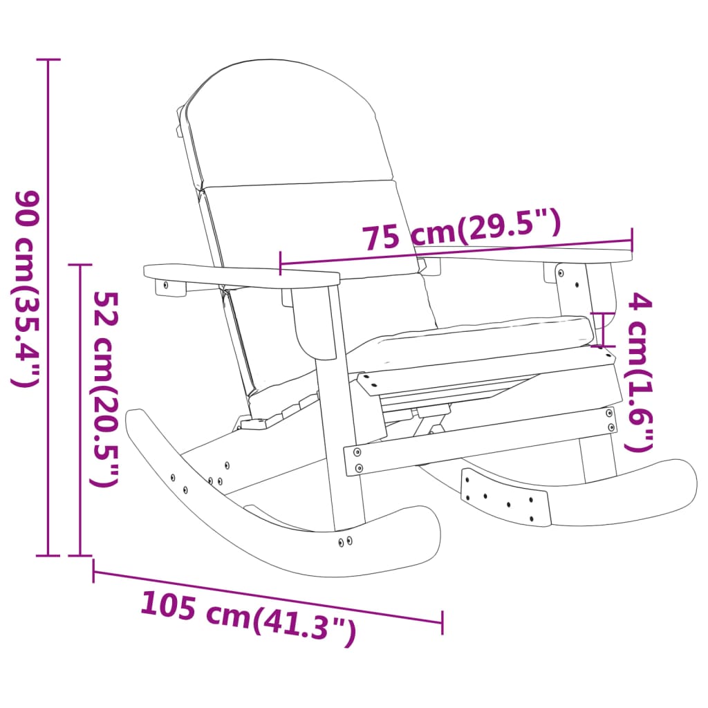 vidaXL Silla mecedora Adirondack con cojines madera maciza acacia