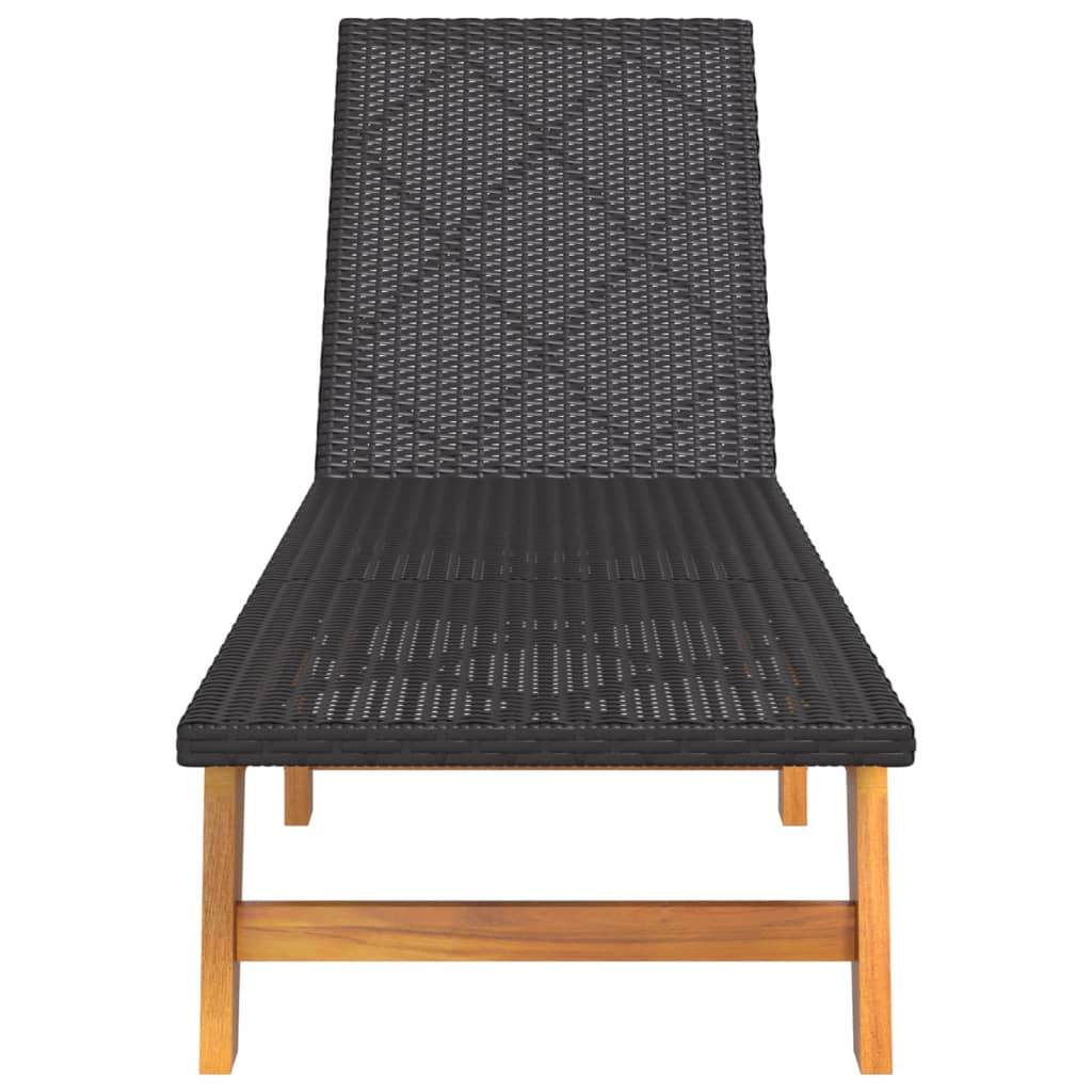 vidaXL Tumbona ratán sintético y madera maciza acacia marrón y negro