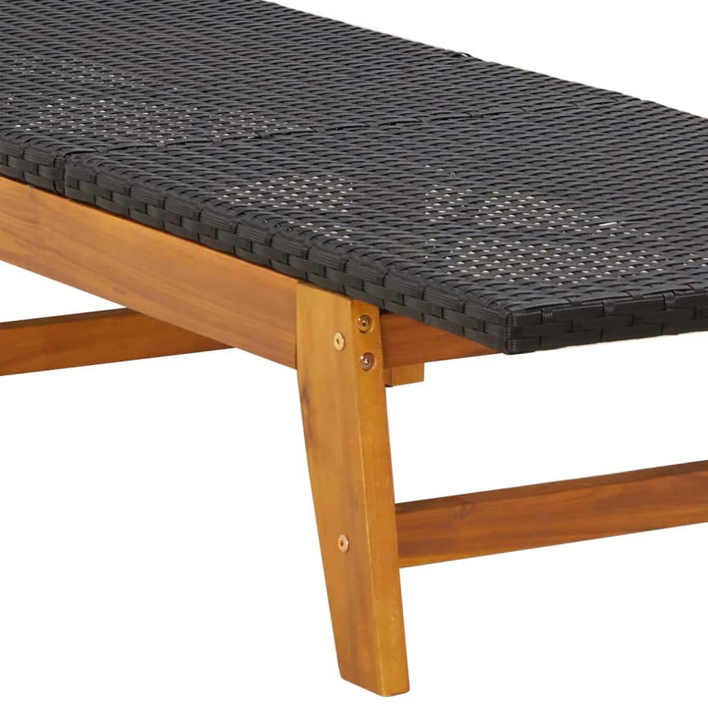 vidaXL Tumbona ratán sintético y madera maciza acacia marrón y negro