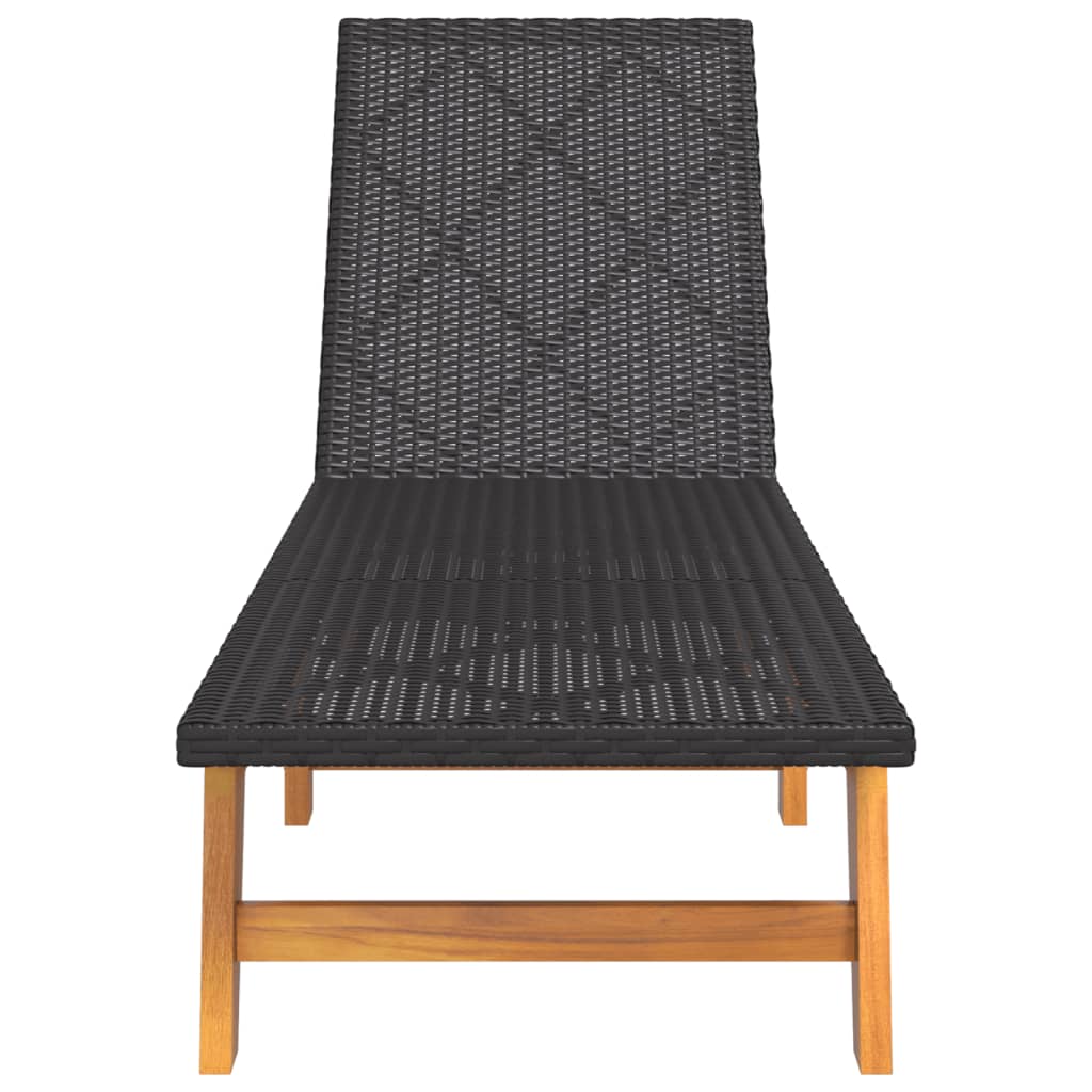 vidaXL Tumbonas 2 uds ratán y madera maciza acacia marrón y negro