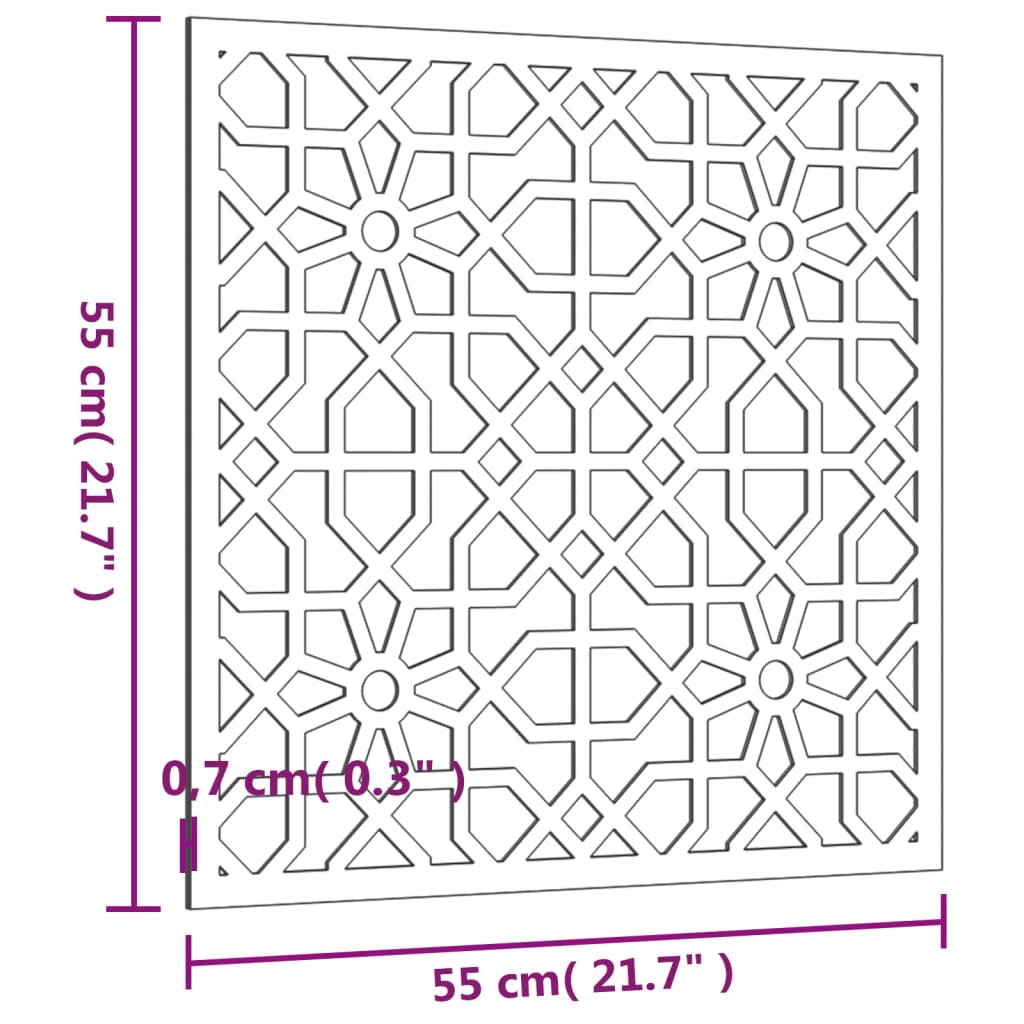 vidaXL Adorno de pared de jardín acero corten diseño morisco 55x55 cm