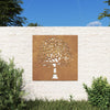 vidaXL Adorno de pared de jardín acero corten diseño árbol 55x55 cm