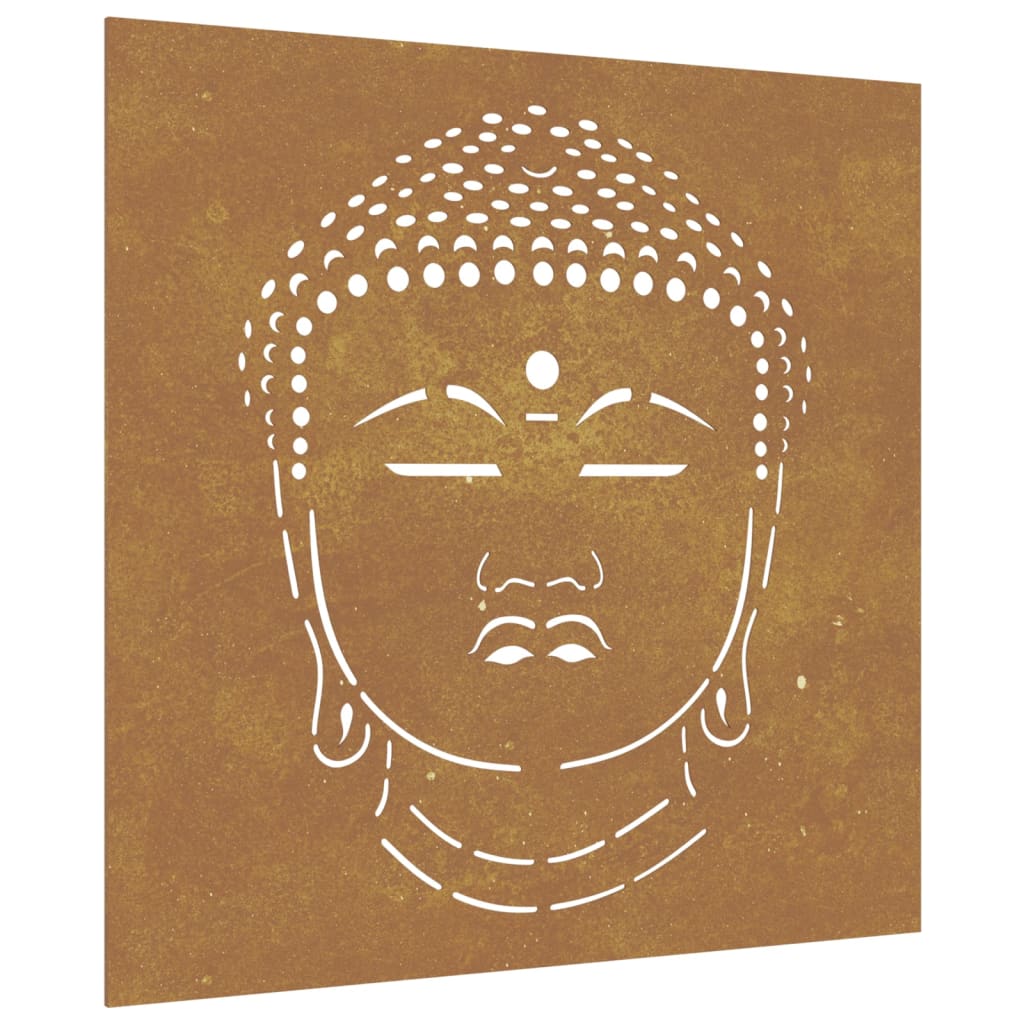 vidaXL Adorno de pared de jardín acero corten cabeza de Buda 55x55 cm