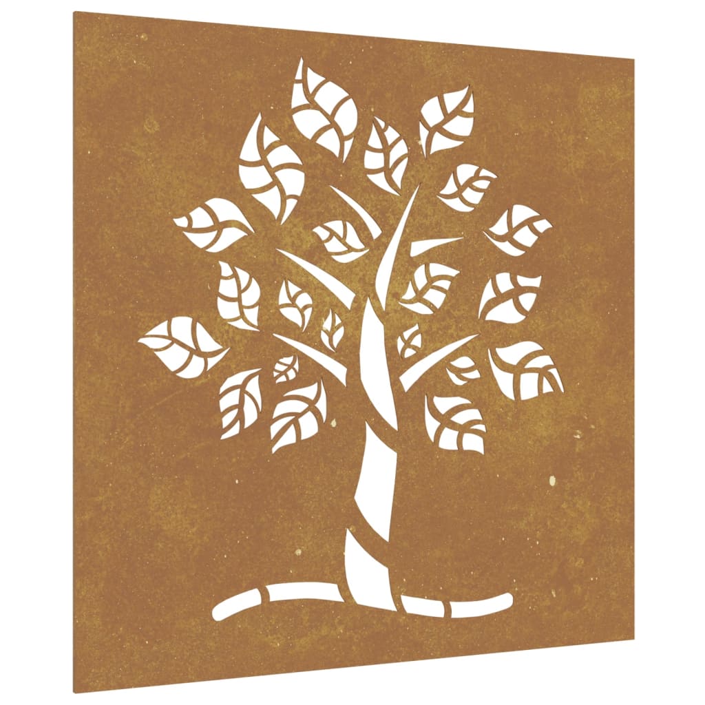 vidaXL Adorno de pared de jardín acero corten diseño árbol 55x55 cm