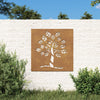 vidaXL Adorno de pared de jardín acero corten diseño árbol 55x55 cm