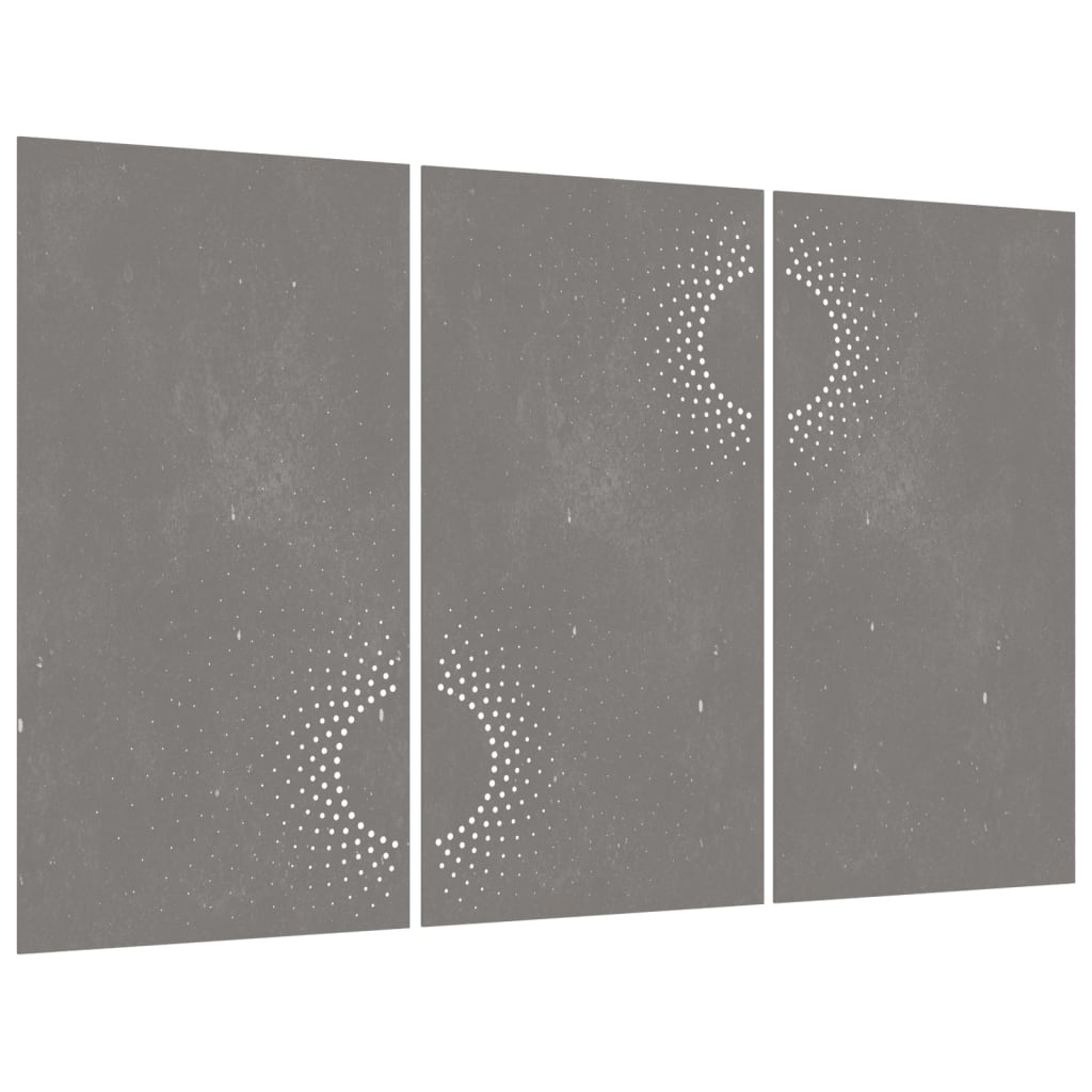 vidaXL Adorno pared jardín 3 uds acero corten diseño sol 105x55 cm