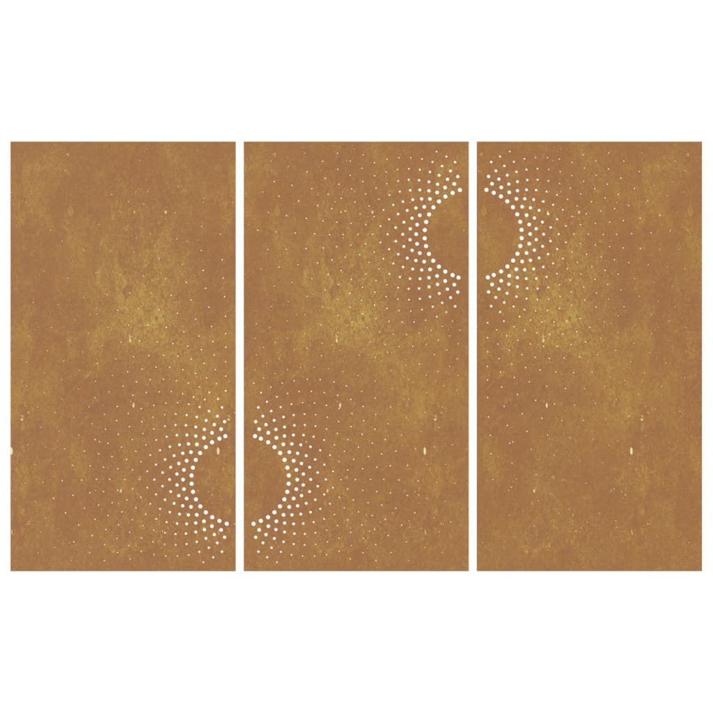 vidaXL Adorno pared jardín 3 uds acero corten diseño sol 105x55 cm