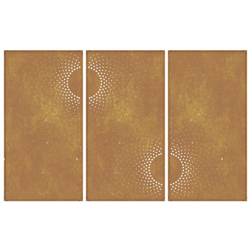 vidaXL Adorno pared jardín 3 uds acero corten diseño sol 105x55 cm